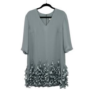 NWT Catherine Regehr Pale Blue V Neck Spiral Hem Arak Dress Womens Large Altered